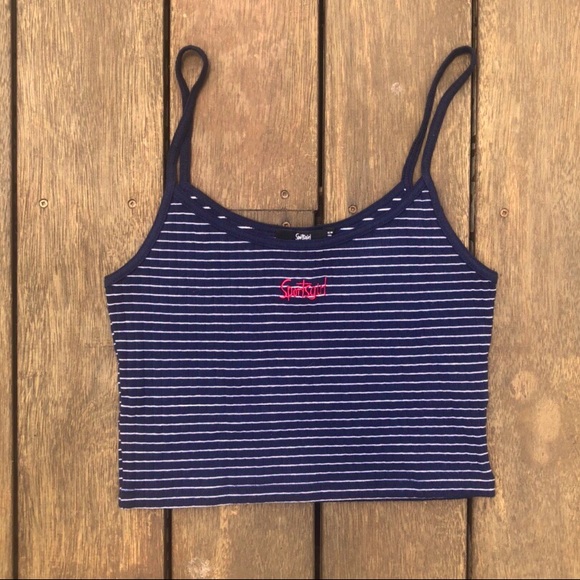 Blue Abs White Striped Sportsgirl Tank 
